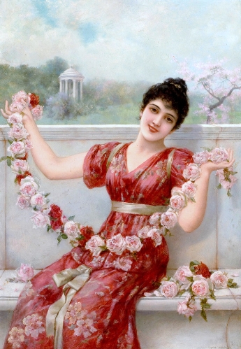 Девушка с гирляндой из роз