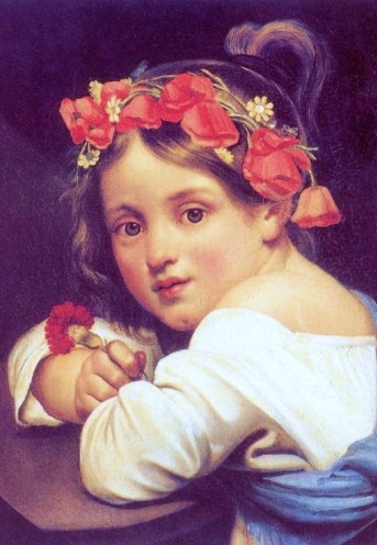 Девочка в маковом венке с гвоздикой в руке (Мариучча)