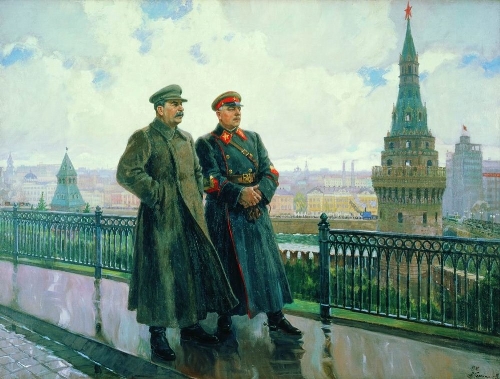 И.В.Сталин и К.Е.Ворошилов в Кремле